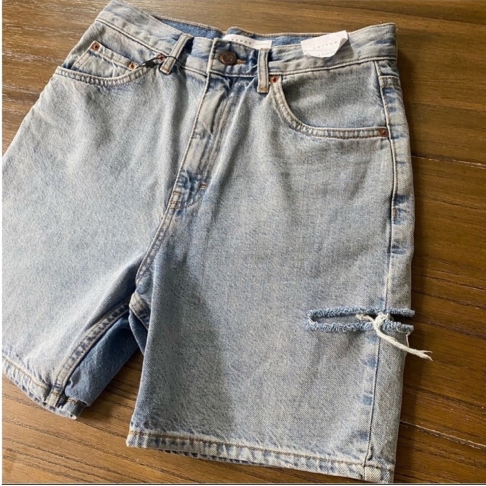 Topshop Editor high rise mid length denim shorts - Picture 7 of 14